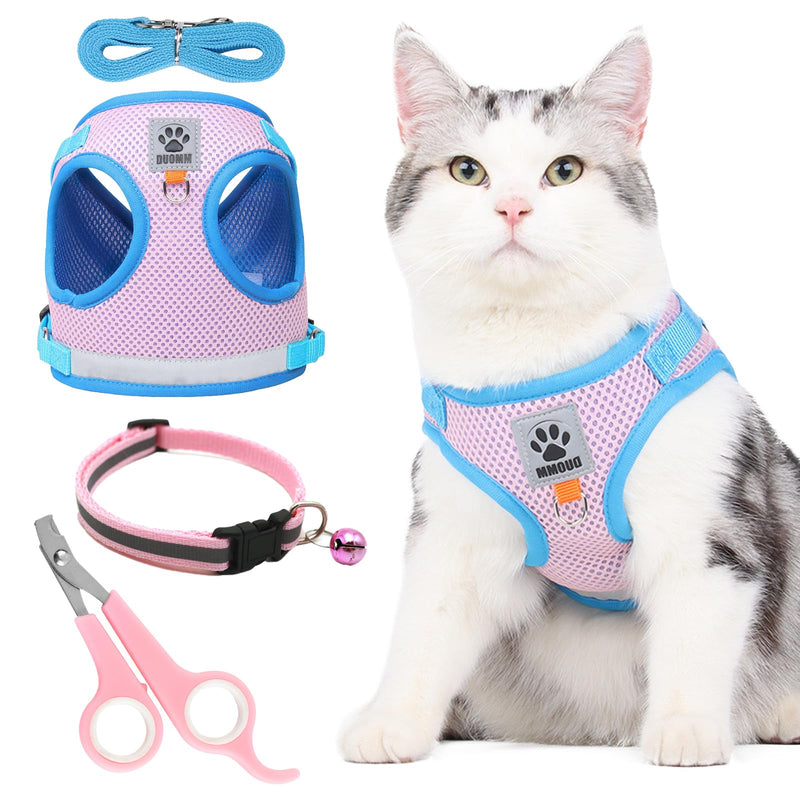 TYXHXTF Cat Harness with Lead, Escape-Proof, Adjustable Cat Harness, Cat Lead with Harness with Reflective Strips, for Kitten Dogs (S, Pink) S - PawsPlanet Australia