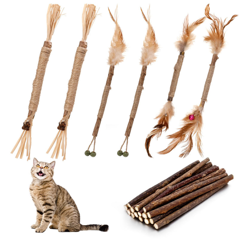 FRIUSATE Pack of 6 catnip sticks, 15 Matatabi cat chewing sticks, cat dental care toys, chewing sticks for cats, Silvervine sticks for cat dental care and against bad breath - PawsPlanet Australia
