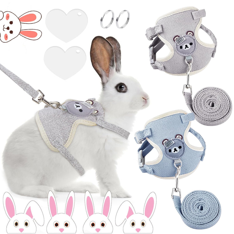 Rabbit Leash Rabbit Leash Rabbit Harness Adjustable Soft Rabbit Harness with Leash Rabbit Harness for Pet Small Bunny Cat Puppy (27-35 cm, 1.20 m, 1-3 kg) - PawsPlanet Australia