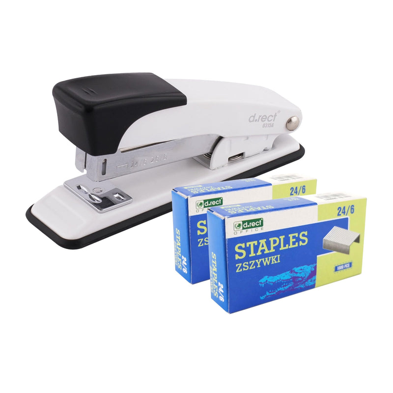 D.RECT 315A metal stapler with 2,000 staples, high-performance stapler, office stapler, industrial stapler, table stapler, stapler 30 sheets, stapler for office, stapler for the desk, white white with staples - PawsPlanet Australia