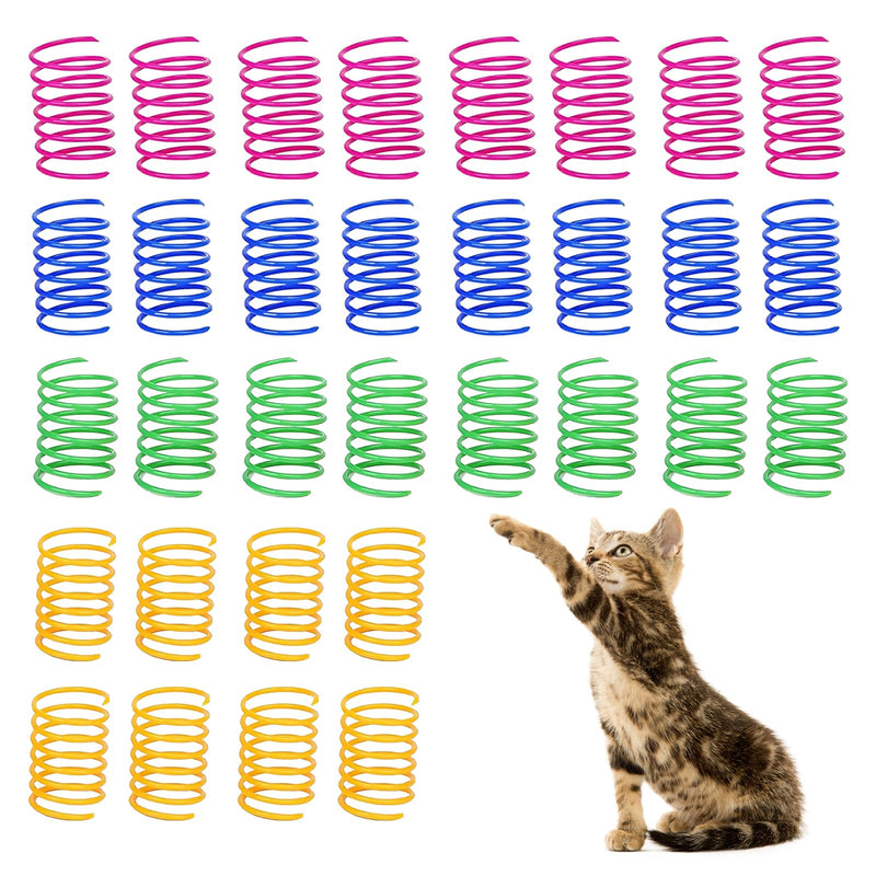 Pack of 32 spiral cat toy spiral, 4 colors cat spiral toy, funny cat spiral toy, interactive cat spiral cat games, cat spiral spring relieves boredom at home - PawsPlanet Australia