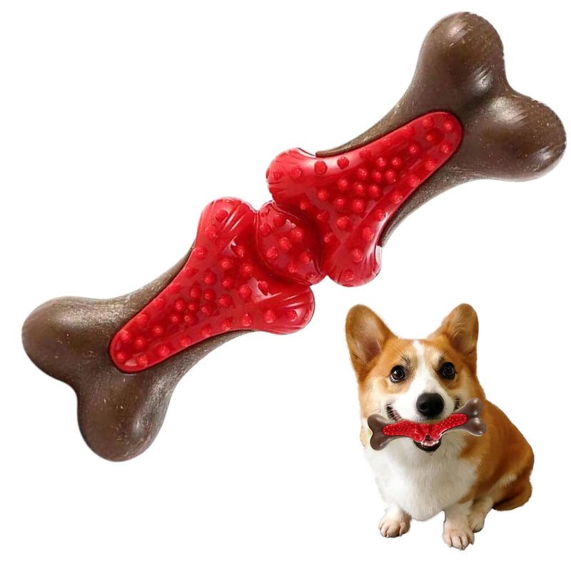 Lacusmall dog chew toy, hard dog toy for aggressive chewers with wood fibers, dog tooth toy for cleaning and training, strong dog toy chews for a long time and permanently red - PawsPlanet Australia
