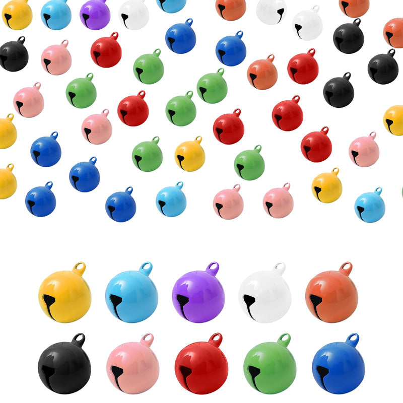 Pack of 60 bells, small bells for crafts, colorful small bells with eyelet, small bells, bell pendant Christmas for DIY jewelry, Christmas pet bells 14 mm - PawsPlanet Australia