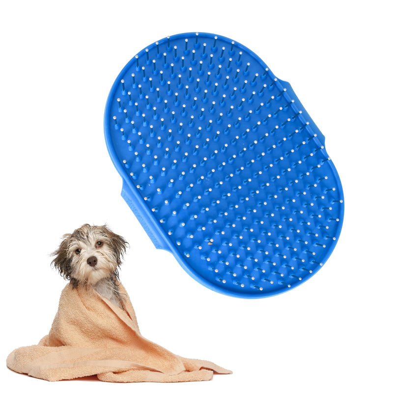 Pet Dog Brush Cat Brush Self-Cleaning Pet Brush Dog Bath Brush Brushing Out Loose Hair Dust Dirt with Adjustable Ring Handle for Long Haired Dogs and Cats Blue - PawsPlanet Australia