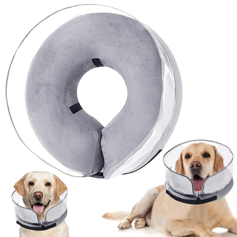 Inflatable protective collar for pets, inflatable neck brace dog with protective layer, adjustable protective collar, inflatable neck brace for recovery after operations or wounds for dogs, cats - PawsPlanet Australia