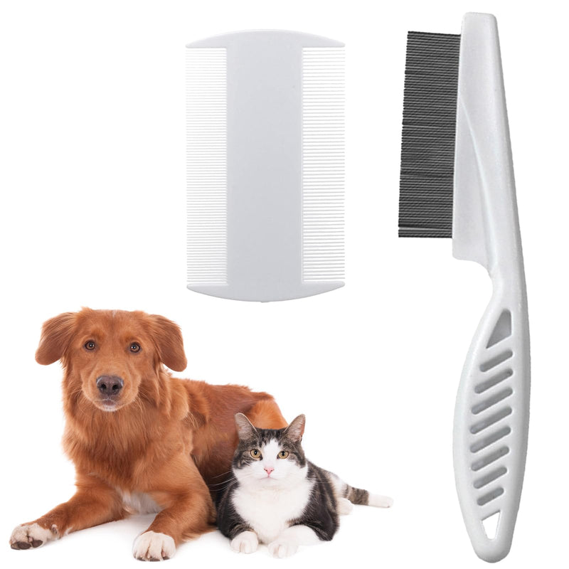 Mezrkuwr® Pack of 2 Fine Tooth Combs for Pets, Cat Dog Flea Comb Pet Comb Lice Comb Professional Dust Comb Flea Flea Comb Lice Combs Tear Stain Remover (White) - PawsPlanet Australia