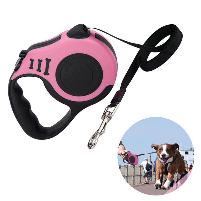 BOBOZHONG Retractable Dog Lead, Extendable Dog Lead, 5 m/20 kg Extendable Dog Lead, Strong Lead Tangle-Free Smoot for Small, Medium and Large Dogs (Pink) Red - PawsPlanet Australia