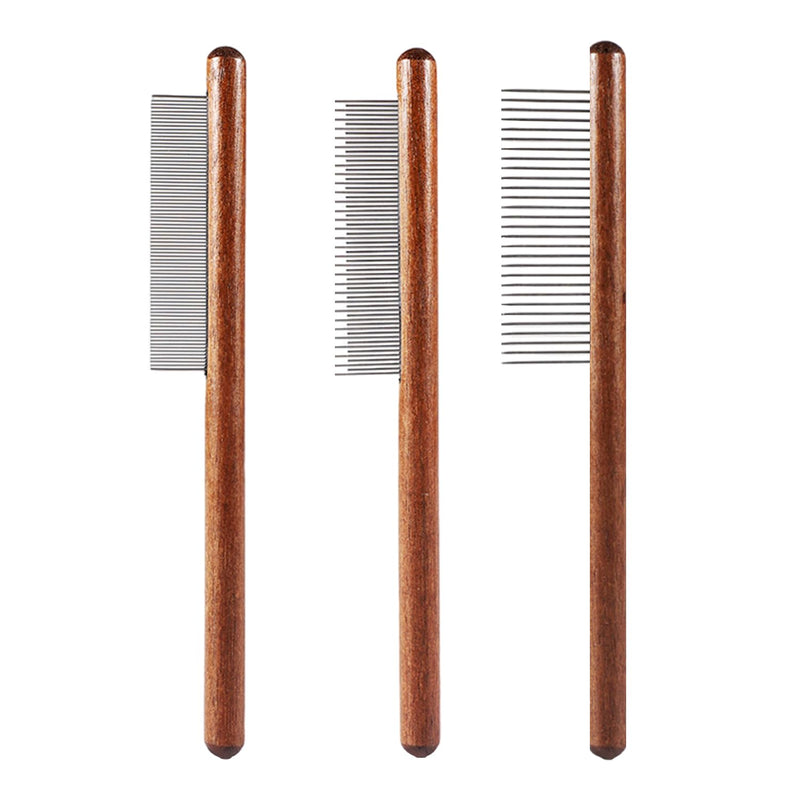 3pcs Pet Grooming Comb, Hair Removal Comb with Wooden Handle, Bathing Comb for Pets, Flea Comb for Dogs, Grooming Comb for Cats, Fine Tooth Comb for Pets for Hair Removal - PawsPlanet Australia