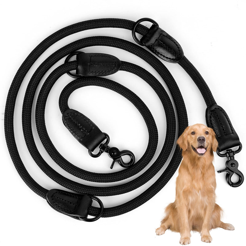 Dog leash, adjustable double leash for large and medium dogs, lead with 2 carabiners (2.3M) 2.3M - PawsPlanet Australia