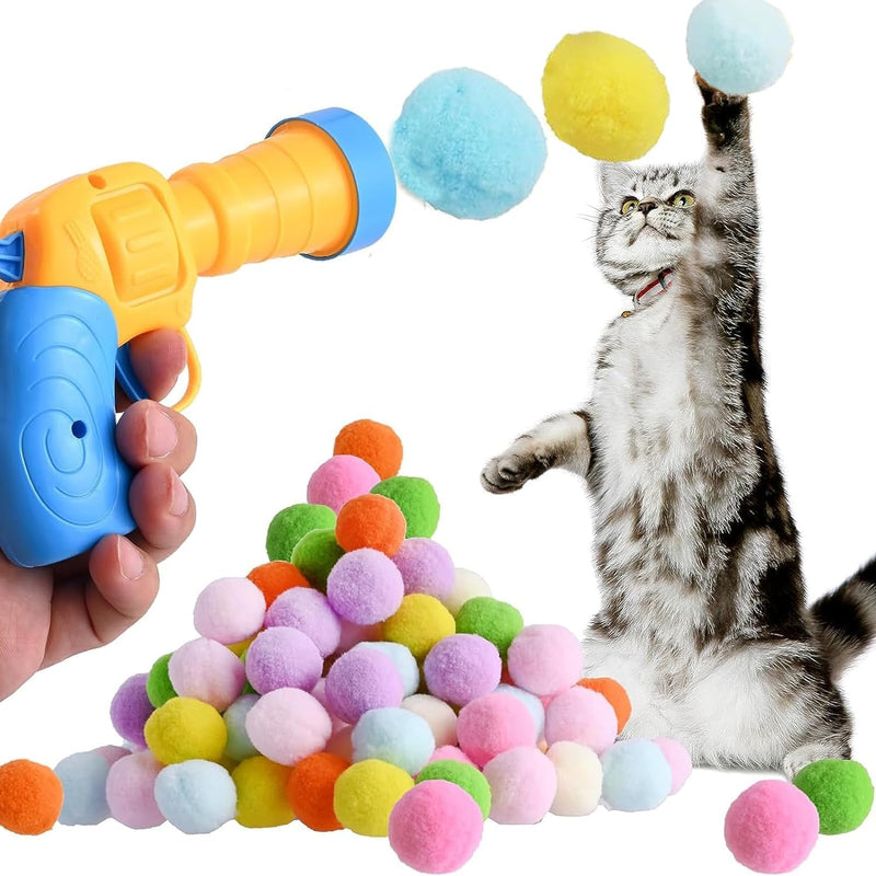 SXFENG Cat Toy, Interactive Cat Toy, Cat Toy Balls with Cat Toy Launcher, Cat Toy for Cats and Kittens, Toy for Indoor Pets, Cats, Dogs (50 Balls) - PawsPlanet Australia