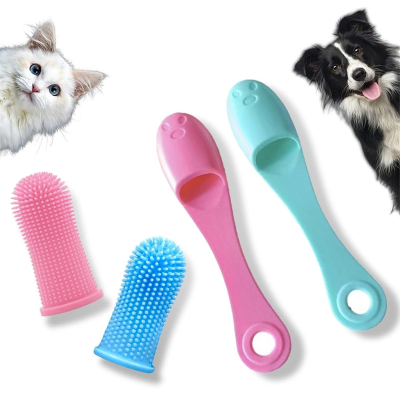 EODKSE Teeth cleaning for dogs - Dog toothbrush (4 pieces) - Especially for small dogs - Effective dental care against tartar and bad breath - Suitable for small, medium and large dogs, - PawsPlanet Australia