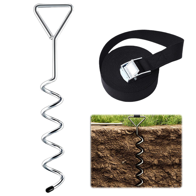 badaren mooring peg for dogs, mooring peg with 2.3m tie-out lines, dog ground anchor, mooring spiral peg with dog leash, stainless steel ground anchor for yard and camping for small to medium dogs - PawsPlanet Australia