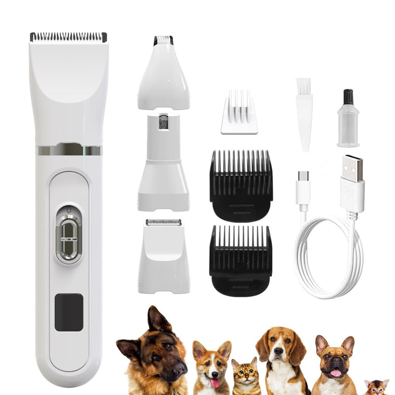 Jooheli 4 in 1 Quiet Dog Clipper, Dog Paw Clipper, Electric Dog Trimmer for Dogs, Cats, Paws, Eyes, Ears, Face, Body, White - PawsPlanet Australia
