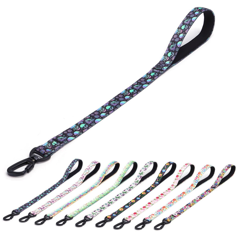 haoyueer Dog Leash, Short Dog Traffic Leash, Heavy Duty Floral Female Safety Nylon Training Leash for Medium and Large Dogs (Skulls, 23") 23" Skulls - PawsPlanet Australia