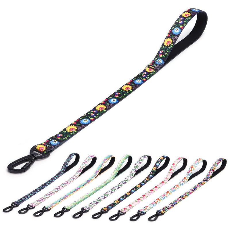 haoyueer Dog Leash Short Traffic Leash for Dogs Heavy Duty Floral Female Safety Nylon Training Leash for Medium and Large Dogs (Black, 23") 23" Black - PawsPlanet Australia