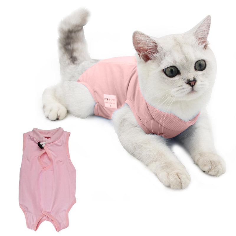 Recovery Suit Cat, Cat Bodysuit After Surgery, Cone E Collar Alternative, Pet Surgery Suits, Puppy Protective Clothing, Cat Surgical Recovery Suit for Abdominal Wounds or Skin Diseases (L, Pink) L - PawsPlanet Australia