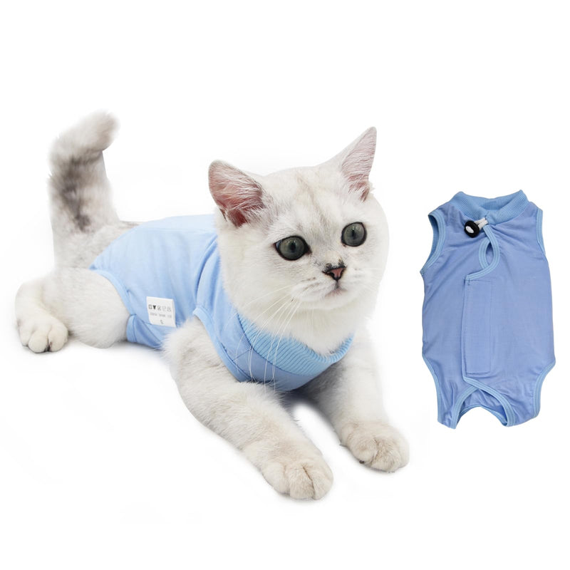 Recovery Suit Cat, Cat Bodysuit After Surgery, Cone E Collar Alternative, Pet Surgery Suits, Puppy Protective Clothing, Cat Surgical Recovery Suit for Abdominal Wounds or Skin Diseases (M, Blue) M - PawsPlanet Australia