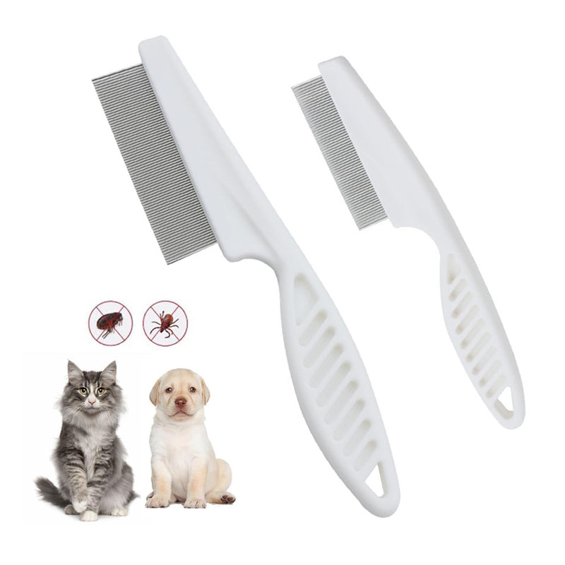 Pack of 2 flea comb dogs, pet care comb, lice comb, dust comb with rounded metal tines for gentle care, lice comb, dust comb for cats, dogs, effective against fleas and lice - PawsPlanet Australia
