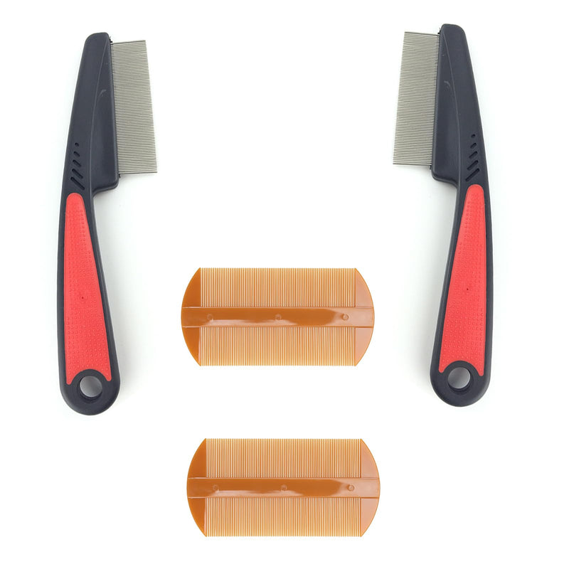 2 sets of 4 flea comb dogs, flea comb for cats, flea comb dog, cat flea comb, cat comb, nit comb, dog brush lice comb nit comb for cats and dogs flea comb for removing fleas - PawsPlanet Australia