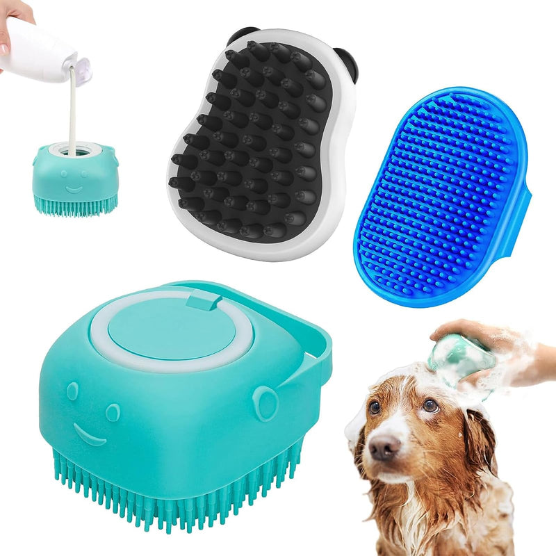 Soft Dog Brush Short Hair Dog Washing Brush Shower Brush Bath Brush Bath Brush Dog Cat Rubber Comb Silicone Puppy Bath Grooming Soft Pet Cleaning Massage (3 Brushes) - PawsPlanet Australia