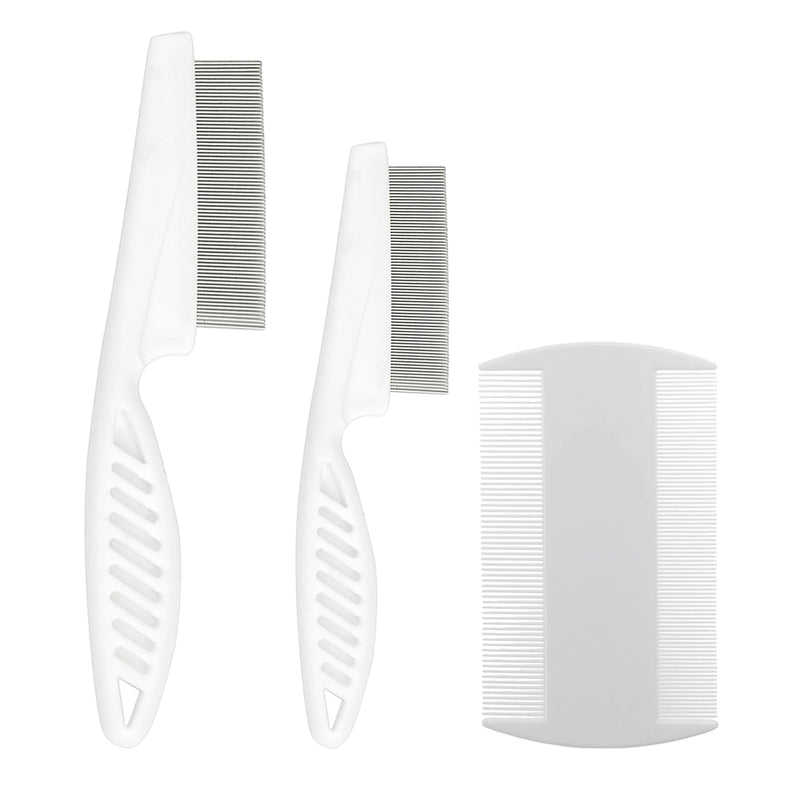 3 Pcs Pet Comb, Pet Flea Comb, Stainless Steel Pet Flea Comb, Pet Hair Comb, Double Row Flea Comb, Used for Removing Floating Hair, Lice Cleaning, etc. (White) - PawsPlanet Australia