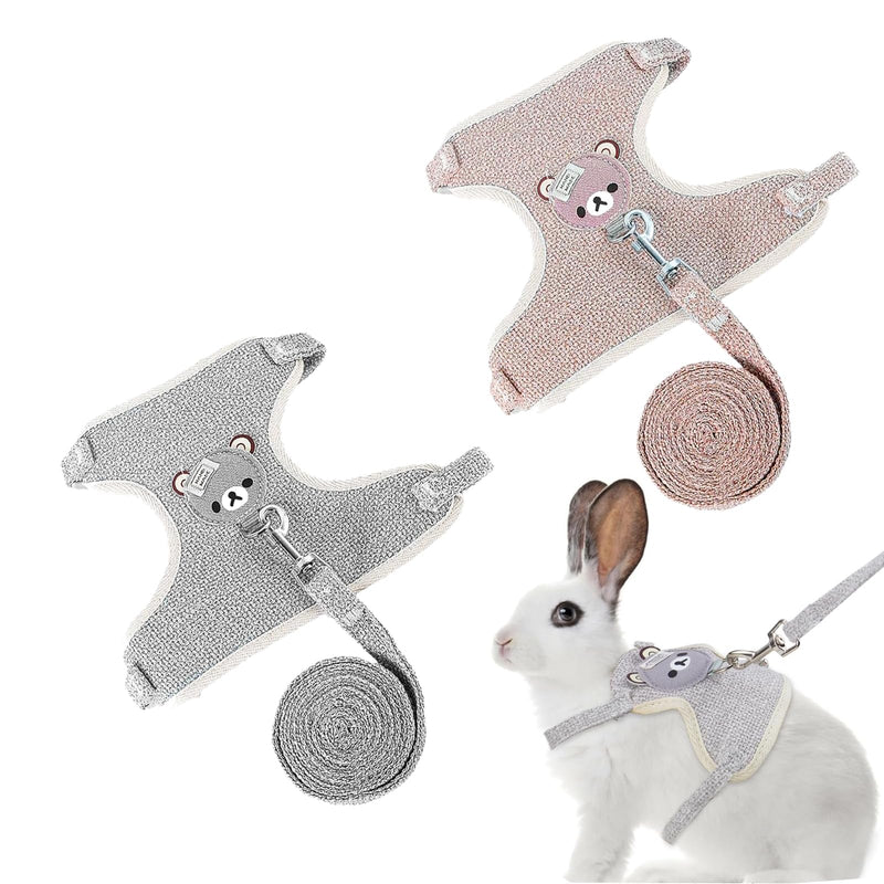 Rabbit Leash Dwarf Rabbit, Pack of 2 Adjustable Leash for Rabbits, Breathable Vest Harness, Rabbit Harness, Rabbit Harness, Rabbit Harness for Small Animals, Rabbit, Hamster, Cat, Outdoor - PawsPlanet Australia