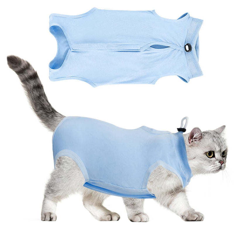 MEMOFYND 1 Piece Blue Cat Grooming Suit, Blue Cat Jumpsuit, Cat Recovery Suit, Anti-Leak Pajamas, Suitable for Surgery and Medication, Ideal for Kittens. - PawsPlanet Australia