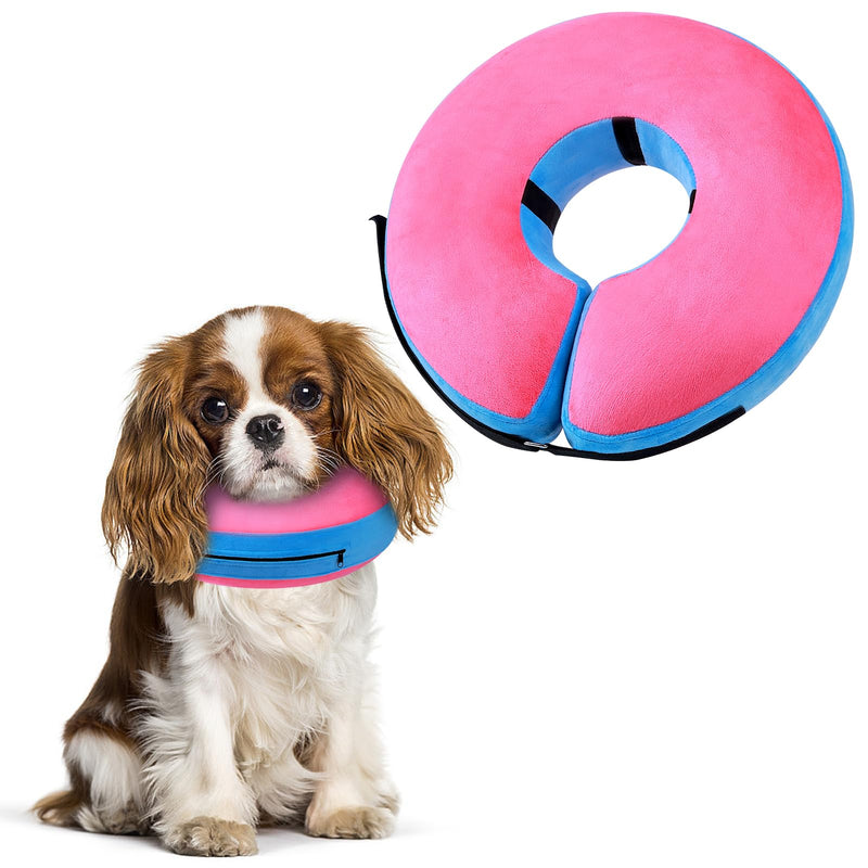 FWLWTWSS Inflatable Neck Brace Dog & Neck Brace Cat, Protective Dog Collar with Adjustable Velcro Fastener, Dog Collar Leak Protection for Recovery After Surgery or Wounds for Dogs (Pink M) Pink [Neck: 20.3cm - 30.5cm] M - PawsPlanet Australia