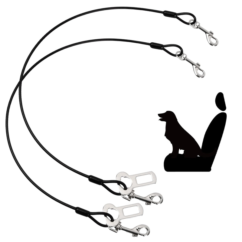 Volumoon Pack of 2 dog safety harnesses for cars, bite-resistant dog leash made of steel wire with car universal plug, dog seat belt, car harness for dogs, cats, pets (60 cm), 60 cm - PawsPlanet Australia