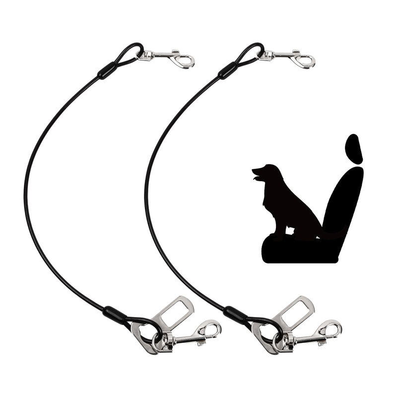 Volumoon Pack of 2 dog safety harnesses for cars, bite-resistant dog leash made of steel wire with car universal plug, dog seat belt, car harness for dogs, cats, pets (40 cm) 40 cm - PawsPlanet Australia