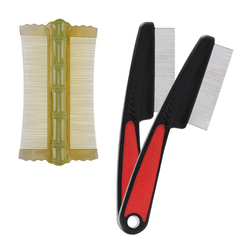 EIHI Flea Comb for Dogs and Cats, Pack of 3, Lice Comb, Cat Comb, Dust Comb, Flea Comb, Coarse & Fine Teeth Lice Flea Comb - PawsPlanet Australia