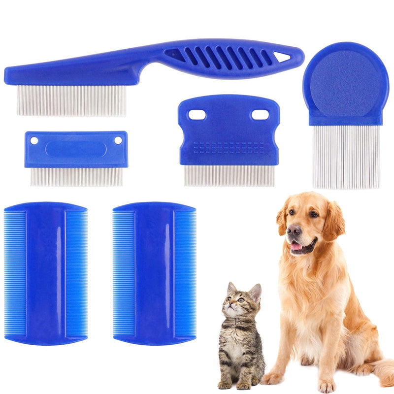 6 Pcs Cat Dog Flea Comb, Pet Tear Stain Remover Comb Set, Pet Dog Cat Grooming Comb, Flea Tear Stain Remover Comb, Metal Tooth Removal Combs for Effective Against Fleas as picture show - PawsPlanet Australia