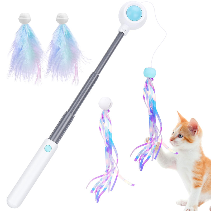 Hysagenek Cat Fishing Rod Interactive Cat Toy Teaser with Scalable Rods, Feather and Tassels Replacement with Bells Self-employment Retractable Cat Toys for Kittens, Pack of 5 - PawsPlanet Australia