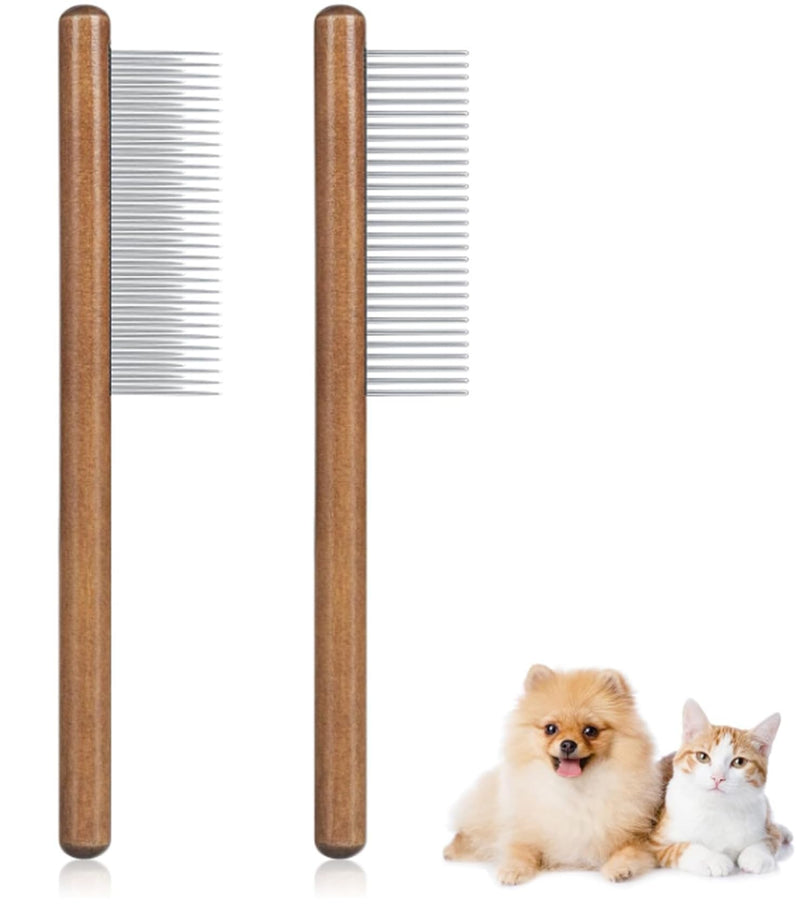 Octonyluck wooden cat comb, cat brush for long hair, short hair, stainless steel dog comb, flea comb for cats, suitable for all lengths, effectively removes tangles, mats and loose hair - PawsPlanet Australia