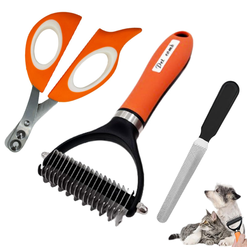 Duuclume Grooming Set, Professional Dog & Cat Dematting Comb for Shedding for Long & Short Hair Pet, Pet Nail Clippers & Trimmer for Beginners, Grooming Tool for Puppies & Kittens - PawsPlanet Australia