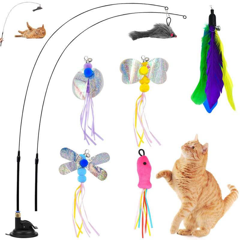 Interactive Cat Toy Intelligence Cat Toy Interactive Cat Fishing Rod Stable Cat Toys with Feathers and Suction Cup Simucatstick Kitten Wand Butterfly for Large Small Cats (Style 2) Style 2 - PawsPlanet Australia