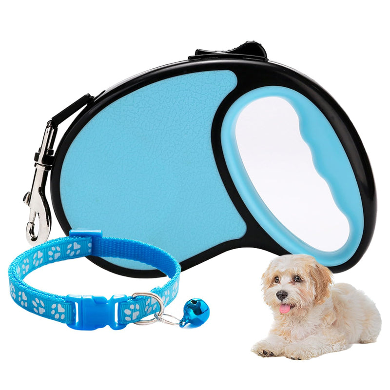 TRKETK Retractable Dog Lead, 5m Tangle-Free Extendable Dog Lead with Anti-Slip Handle Anti-Theft Dog Leads with Dog Collar for Small to Medium Dogs (Blue) - PawsPlanet Australia
