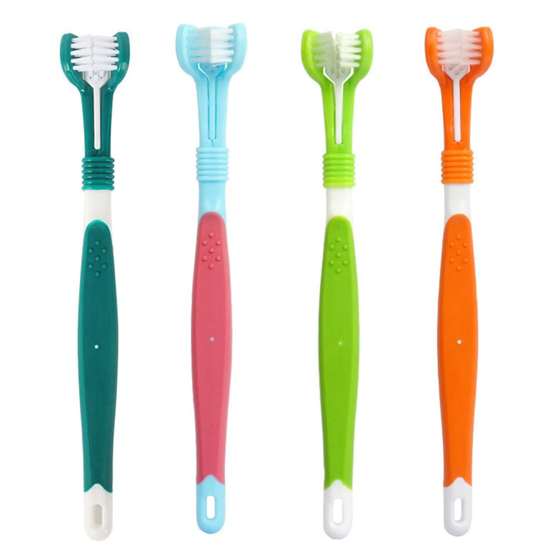 ZCSOWE Dog Toothbrush, Pack of 4 Pet Toothbrushes, Toothbrushes for Dogs, Pet Toothbrush Triple Head Toothbrush Cat Toothbrush Soft Pet Cat Dental Care Dog Oral Hygiene Deep Clean - PawsPlanet Australia
