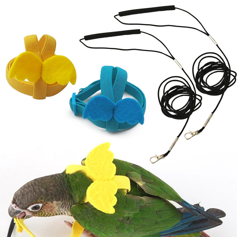 DKDDSSS Pack of 2 bird harness, parrot bird harness, flight harness, adjustable bird harness, bird leash harness, pet bird flight training rope for cockatiels, small medium parrots - PawsPlanet Australia