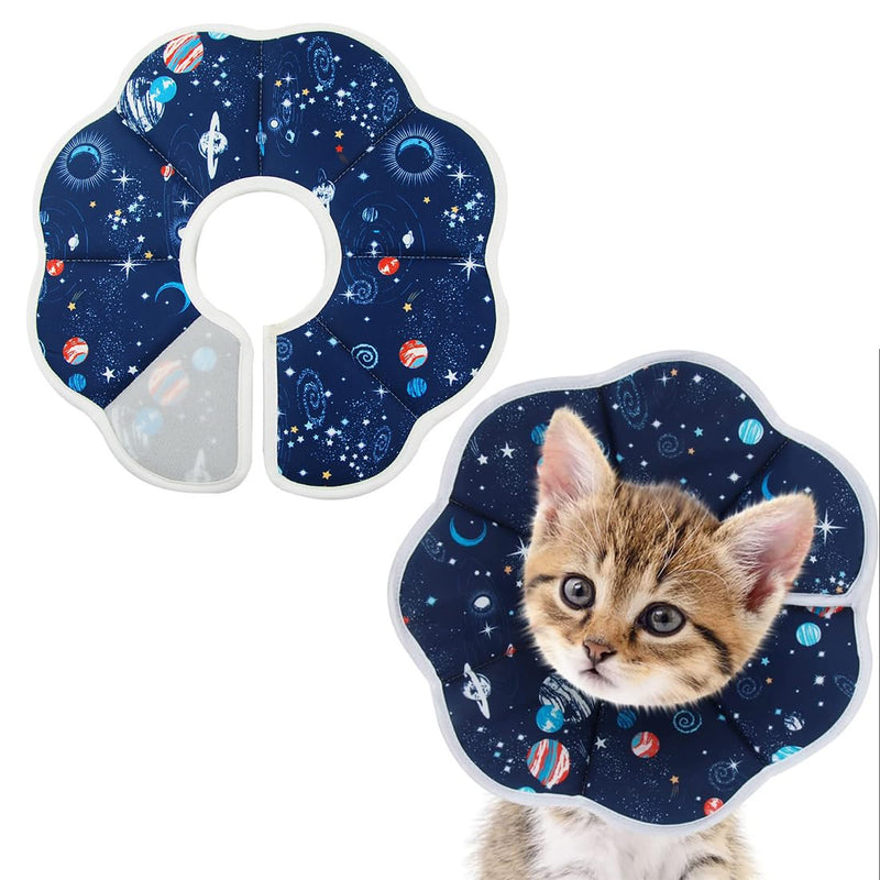 XOUDKE Cat Neck Collar, Adjustable Collar, Soft Neck Collar, Cat Leak Protection Collar for Small Dogs After Surgery Protective Collar -S Planet Style - PawsPlanet Australia