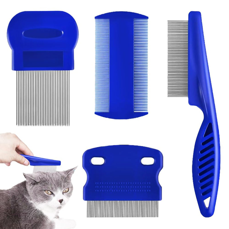 Pack of 4 cat dog flea comb, lice comb, flea comb for removing fleas, metal teeth lice comb, flea tear stain remover comb, pet comb stainless steel lice comb - PawsPlanet Australia