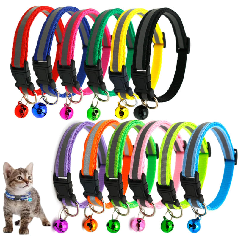 Pack of 12 cat collars, cat collars, cat collars, cat collars, cat collars with safety clasp, cat collars, cat collars, cat collars, reflective cat collars - PawsPlanet Australia