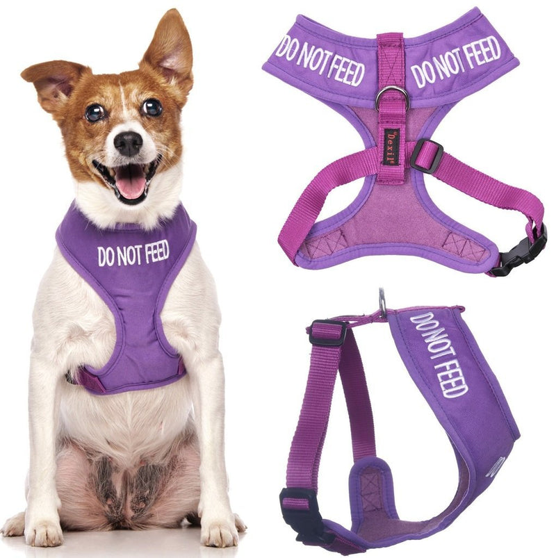 DO NOT FEED (Dog is on a Diet/Has Food Allergies) Purple Colour Coded Non-Pull Optional Padded and Waterproof Vest Dog Harness PREVENTS Accidents By Warning Others Of Your Dog In Advance (S) Small Harness - PawsPlanet Australia