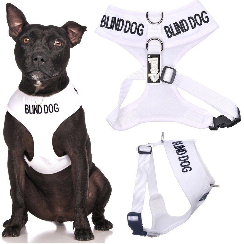 [Australia] - Deaf Dog (Dog Has Limited/No Hearing) White Color Coded Non-Pull Front and Back D Ring Padded and Waterproof Vest Dog Harness Prevents Accidents by Warning Others of Your Dog in Advance Medium Harness 19-28inch Chest 