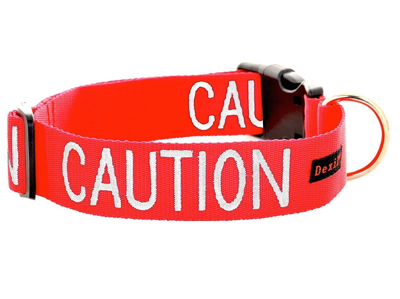 CAUTION (Do Not Approach) Red Colour Coded S-M L-XL Dog Collars PREVENTS Accidents By Warning Others Of Your Dog In Advance (L-XL) Large-X Large Collar - PawsPlanet Australia