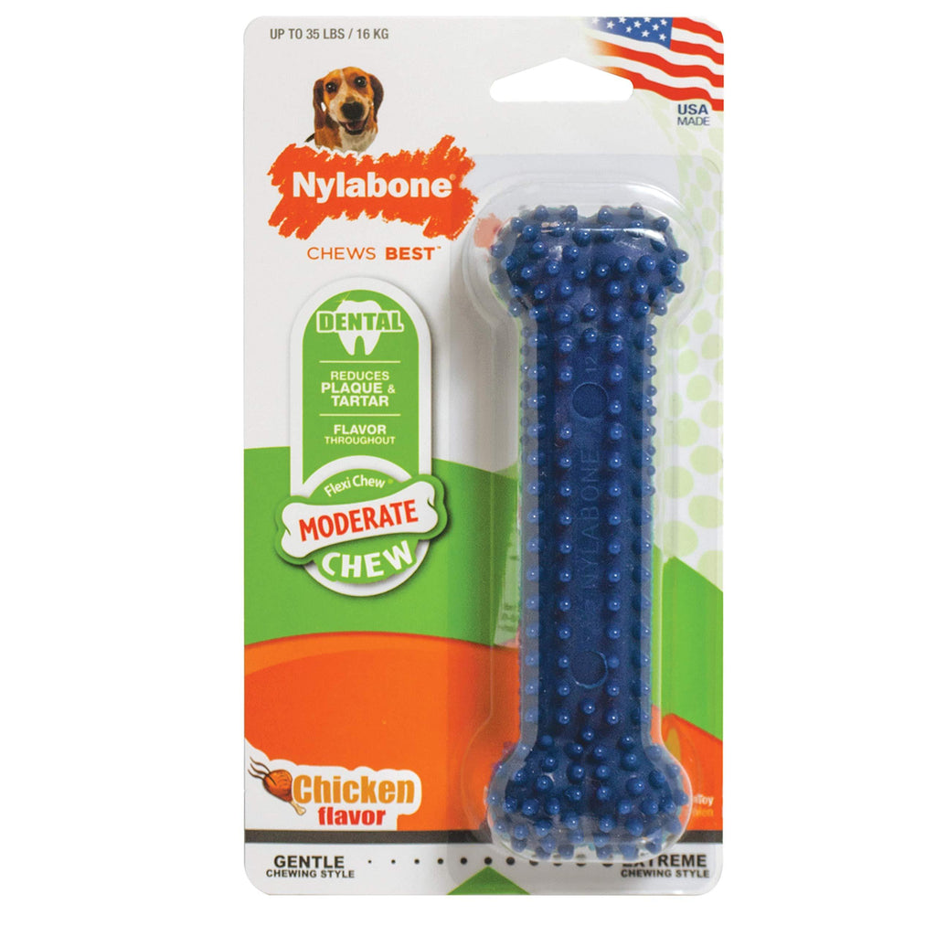 [Australia] - Nylabone Moderate Chew FlexiChew Dental Chew Toy Medium/Wolf - Up to 35 lbs. 