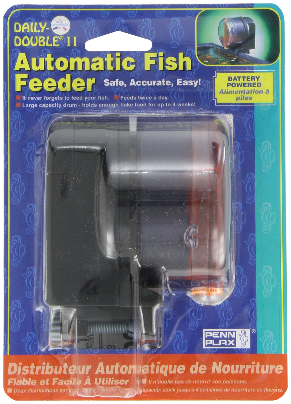 Penn-Plax Daily-Double II Automatic Fish Feeder for Aquariums – Battery Operated (AA) – Great for Vacations, Holidays, and Weekend Travel - PawsPlanet Australia