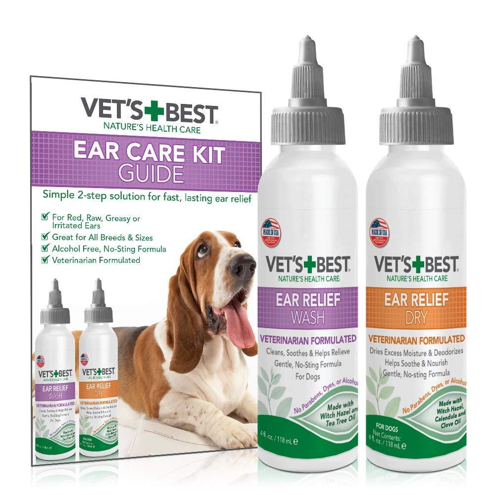 Vet's Best Dog Ear Cleaner Kit, Multi-Symptom Ear Relief Wash & Dry Treatment, Alcohol Free - PawsPlanet Australia