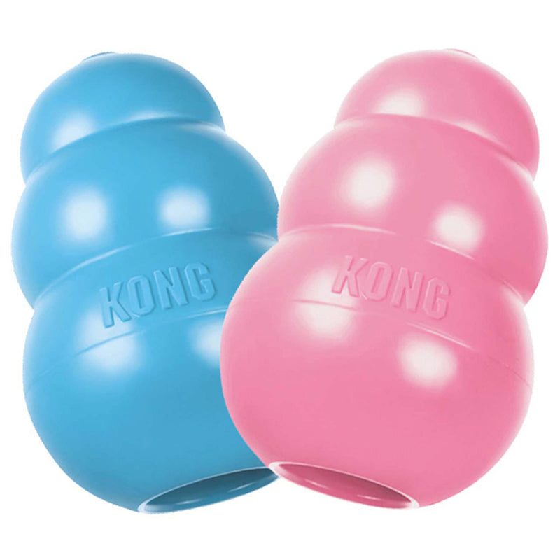KONG - Puppy Toy Natural Teething Rubber - Fun to Chew, Chase & Fetch (Colour May Vary) - For Large Puppies Pink - PawsPlanet Australia