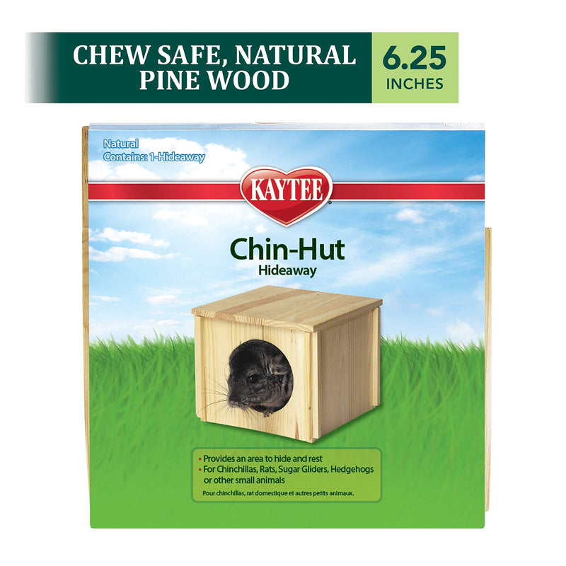 Kaytee Chin Hut Hideaway, Natural Pine, Safe no Glue or Screws, for Chinchillas, Rats, Hedgehogs - PawsPlanet Australia
